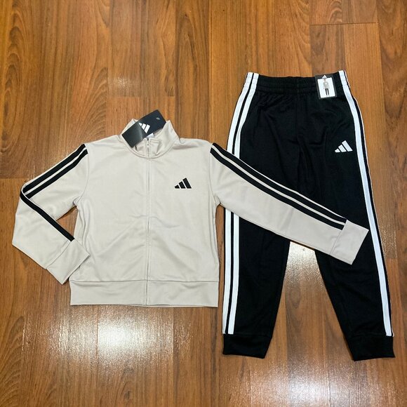 adidas Youth Set Boy's Jacket PANTS Tracksuit 2pc Size 8 10/12 14/16 18/20 New - Picture 1 of 5